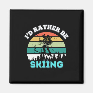 Ich würde lieber Skifahren Vintage-Skifahrer Winte Magnet