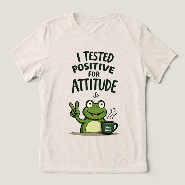 Ich wurde positiv auf Einstellung lustiges Frosch- Tri-Blend Shirt (Design Vorderseite)
