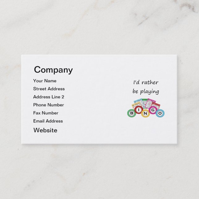 Ich würde vielmehr Bingo spielen Visitenkarte (Vorderseite)