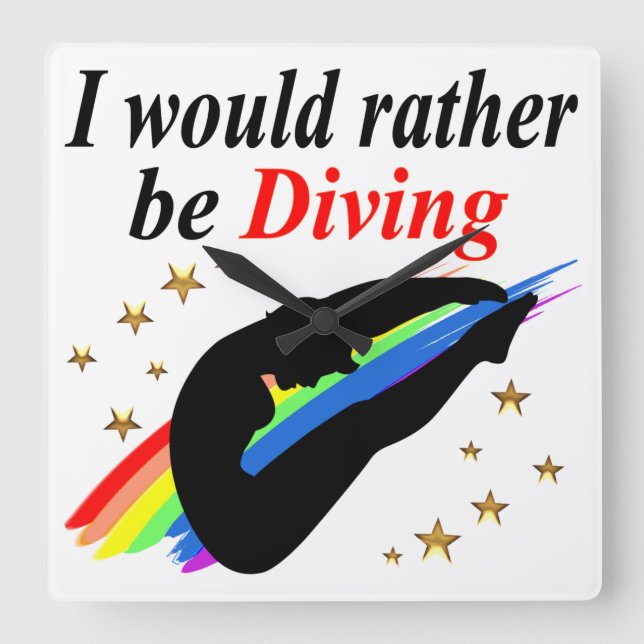 ICH WÜRDE VIELMEHR DIVING MIRL DESIGN QUADRATISCHE WANDUHR (Vorderseite)