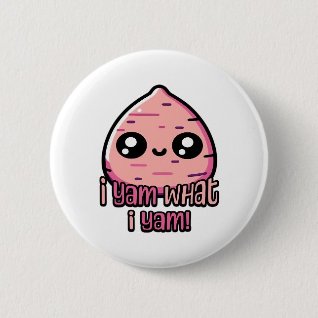 Ich Yam, was ich Yam! Niedlich Yam Pun Classic Button (Vorderseite)
