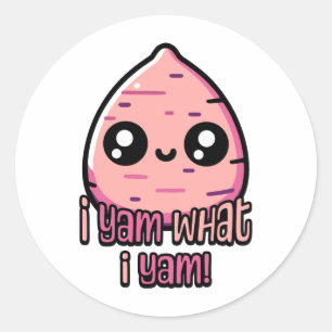 Ich Yam, was ich Yam! Niedlich Yam Pun Runder Aufkleber