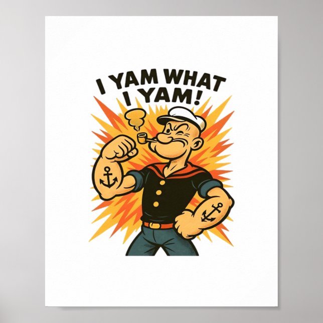 Ich Yam, was ich Yam Popeye Cartoon Zitat Classic Poster (Vorne)
