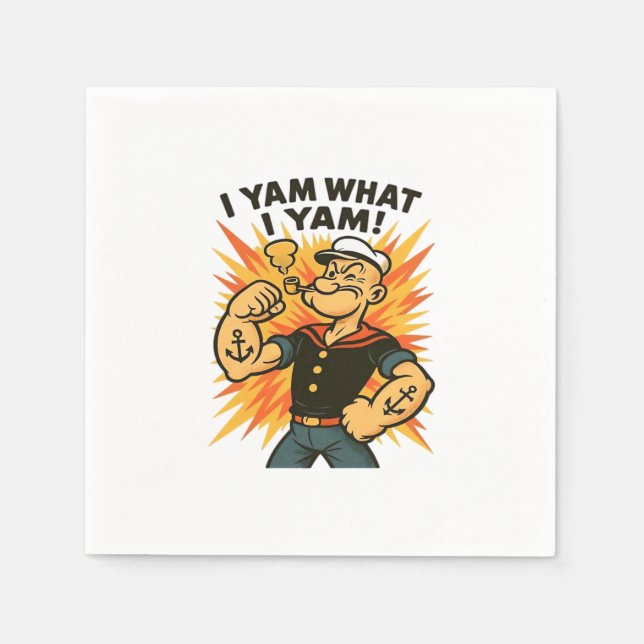 Ich Yam, was ich Yam Popeye Cartoon Zitat Classic Serviette (Vorderseite)