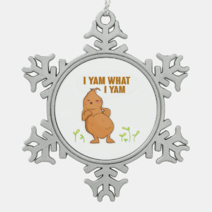 Ich Yam, was ich Yam Trendy Basic Schneeflocken Zinn-Ornament