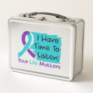 💜 ich Zeit zu hören; dein Leben ist wichtig Metall Brotdose