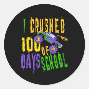 Ich zerbrach 100 Schultage - Monster Truck Liebe Runder Aufkleber