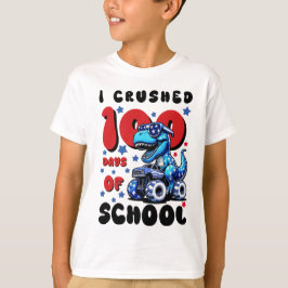 Ich zerbrach 100 Tage der Schule Dinosaur Truck Ki T-Shirt