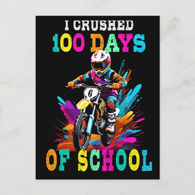 Ich zerbrach 100 Tage Schule Motocross Postkarte (Vorderseite)