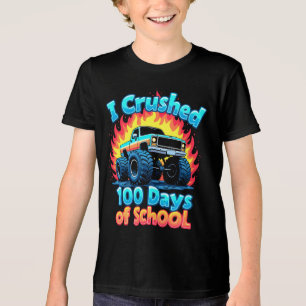 Ich zerbrach 100 Tage Schulmonster-Lkw 100 Tage Tri-Blend Shirt