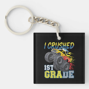 Ich zerdrückte Monstertruck der 1. Klasse Lustiger Schlüsselanhänger