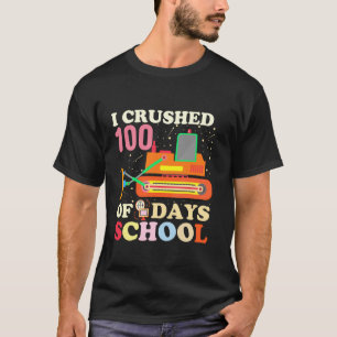 Ich zermalmte 100 Tage Schule Jungen Kinder Bagger T-Shirt