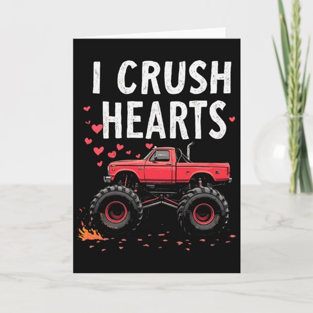 Ich zerquetsche Herzen Monster Truck Valentinstag  Karte (Vorderseite)