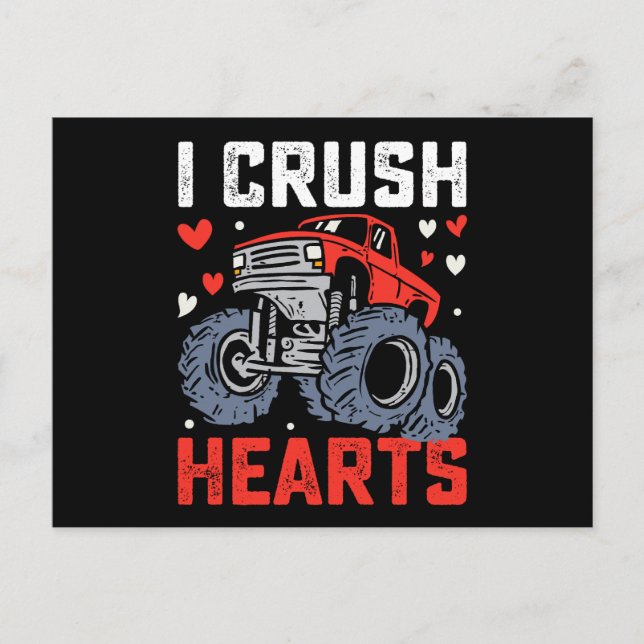 Ich zerreiße Herzen Monster Truck Valentinstag Postkarte (Vorderseite)