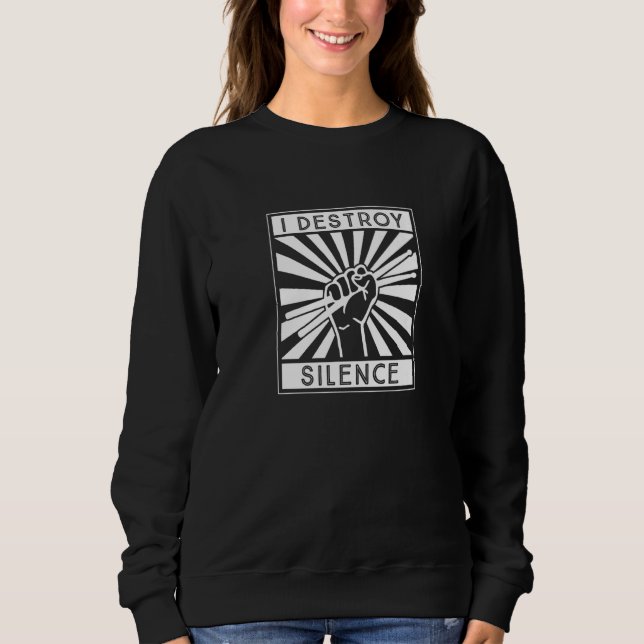 Ich zerstöre den Stille-Trommeltrommel-Set-Drummer Sweatshirt (Vorderseite)