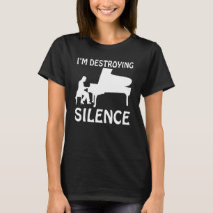 Ich zerstöre die Silence Musician lustige Piano T-Shirt