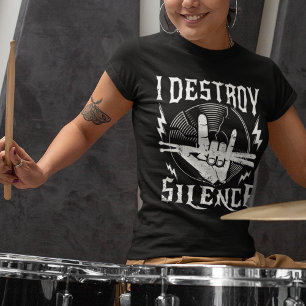 Ich zerstöre die Stille Musikband Beat Drummer T-Shirt