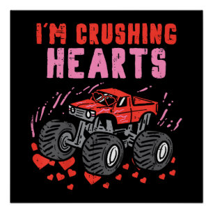 Ich Zerstöre Herzen Monstertruck Kleinkinder Junge Poster