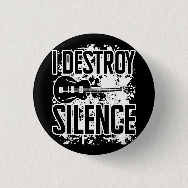 Ich zerstöre Silence Bass Player Funny Guitar Musi Button (Vorderseite)