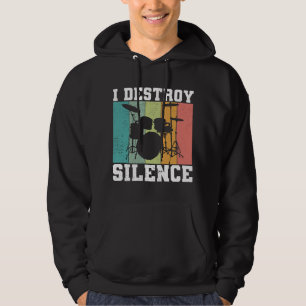 Ich zerstöre Stille Bedrängter Vintage-Schlagzeuge Hoodie