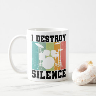 Ich zerstöre Stille Bedrängter Vintage-Schlagzeuge Kaffeetasse