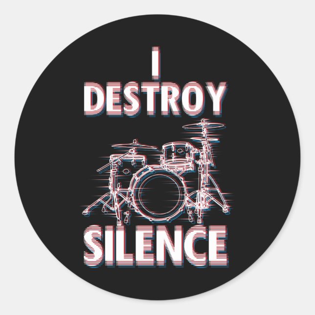 Ich zerstöre Stille Drummer Runder Aufkleber (Vorderseite)