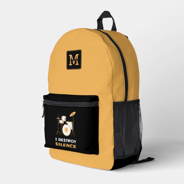 Ich zerstöre Stille Funny Drummer Bedruckter Rucksack (Rückseitige Ecke Rechts)