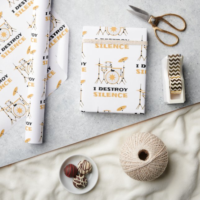 Ich zerstöre Stille Funny Drummer Geschenkpapier (Kunsthandwerk)