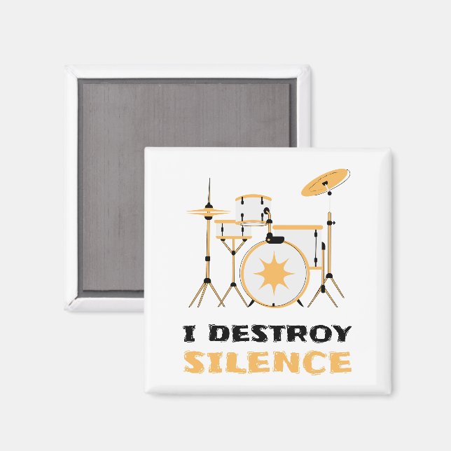 Ich zerstöre Stille Funny Drummer Magnet (Vorderseite/Rückseite)
