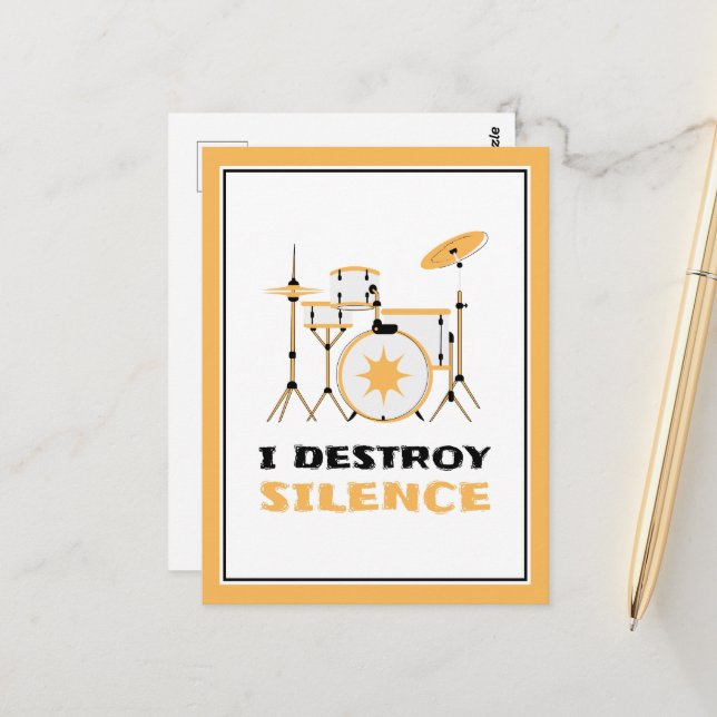 Ich zerstöre Stille Funny Drummer Postkarte (Vorderseite/Rückseite Beispiel)