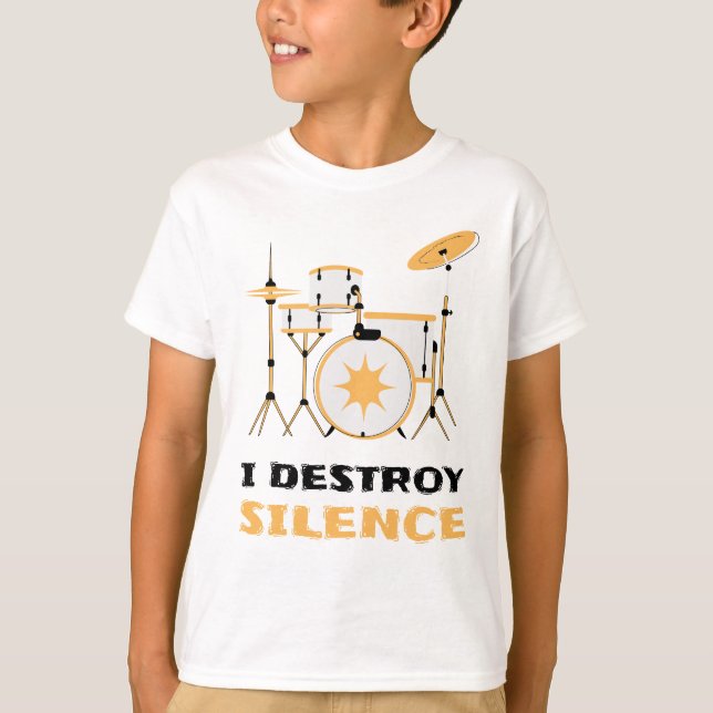 Ich zerstöre Stille Funny Drummer T-Shirt (Vorderseite)