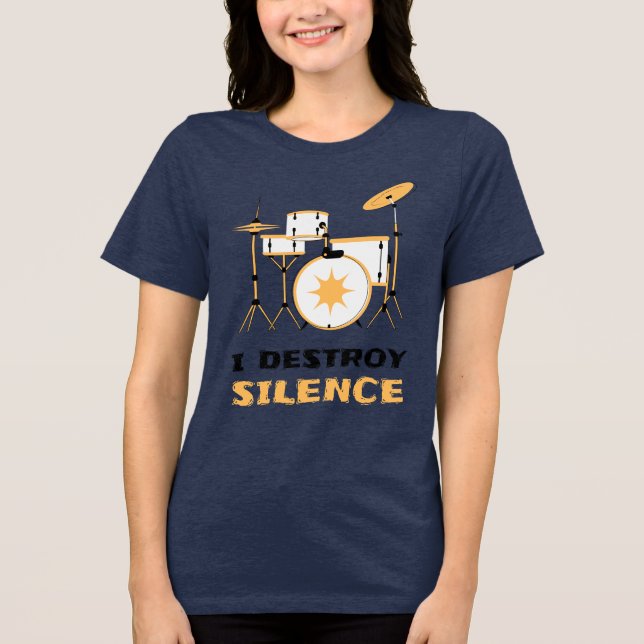 Ich zerstöre Stille Funny Drummer Tri-Blend Shirt (Vorderseite)