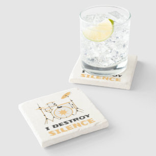 Ich zerstöre Stille Lustiger Schlagzeuger Steinuntersetzer