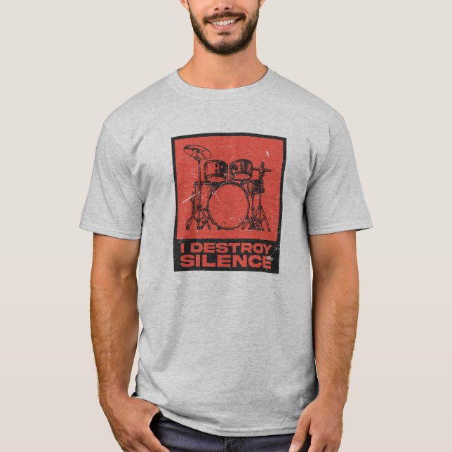 Ich zerstöre Stille - Retro Drummer T-Shirt (Vorderseite)
