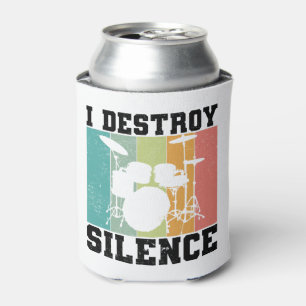 Ich zerstöre Stille störte Vintage Drummer Retro Dosenkühler