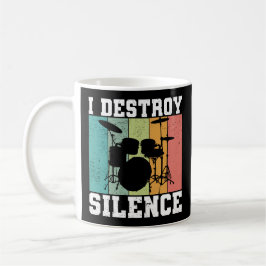 Ich zerstöre Stille störte Vintage Drummer Retro Kaffeetasse