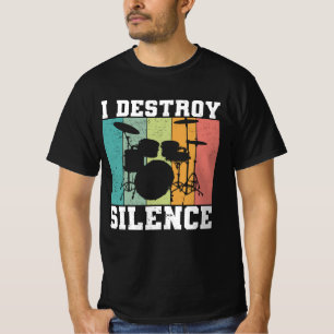 Ich zerstöre Stille störte Vintage Drummer Retro T-Shirt