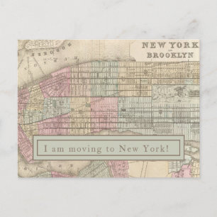 Ich ziehe nach New York um - Vintage NYC-Karte Postkarte