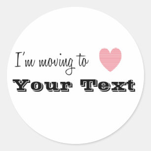 Ich ziehe nach... Personalisiert Runder Aufkleber