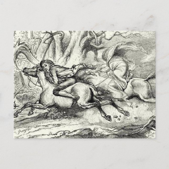 Ichabod Crane läuft weg Postkarte (Vorderseite)