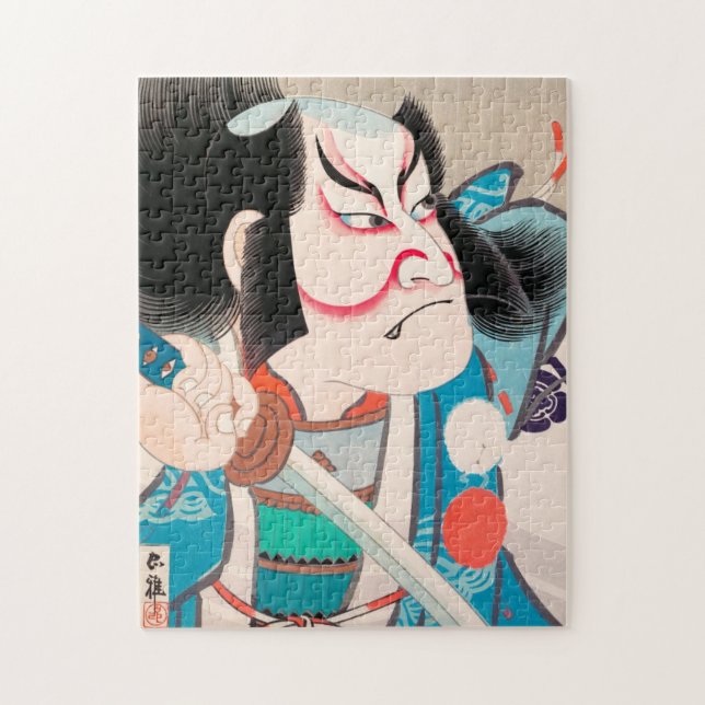 Ichikawa Danjuro kabuki samurai Krieger Tattoo Art Puzzle (Vertikal)
