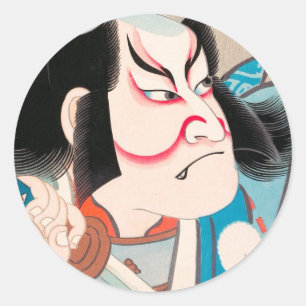Ichikawa Danjuro Kabuki-Samurai-Krieger-Tattoo-Kun Runder Aufkleber