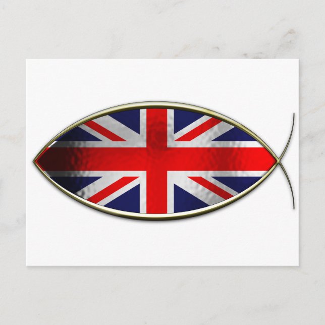 Ichthus - Britische Flagge Postkarte (Vorderseite)