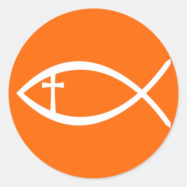 Ichthus Christlich Fisch Runder Aufkleber (Vorderseite)
