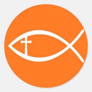 Ichthus Christlich Fisch Runder Aufkleber