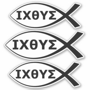 Ichthus Christlicher Fisch IXOYE Jesus Christus Go Aufkleber