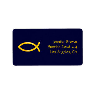 Ichthus  Christliches Fischsymbol  Adressenaufkleb Adressaufkleber