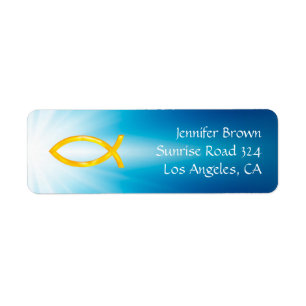 Ichthus - Christliches Fischsymbol - Adressetikett