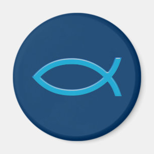 Ichthus - Christliches Fischsymbol - Blau Magnet