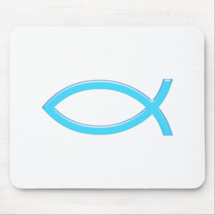 Ichthus - Christliches Fischsymbol - Blau Mousepad